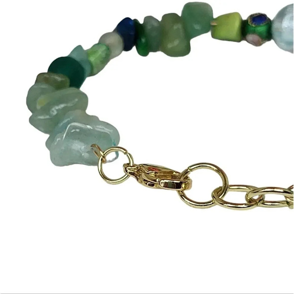 Sea Glass Foil Lined Cloisonne Bracelet - Picture 3 of 3